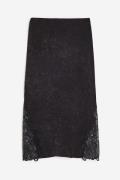 H&M Rock mit Spitze Schwarz, Röcke in Größe 34. Farbe: Black