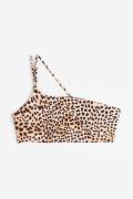 H&M Wattiertes One-Shoulder-Bikinitop Beige/Leopardenprint, Bikini-Obe...