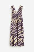 H&M Drapiertes Kleid mit Bindedetails Dunkellila/Zebraprint, Alltagskl...