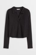 H&M Shirt mit Kragen Schwarz, Tops in Größe XS. Farbe: Black