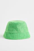 H&M Bucket Hat aus Cord Knallgrün, Hut in Größe S/54. Farbe: Bright gr...