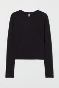H&M Kurzes Jerseyshirt Schwarz, Tops in Größe XS. Farbe: Black