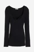 H&M MAMA Gerippter Pullover Schwarz, Tops in Größe XL. Farbe: Black
