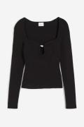 H&M Shirt mit Perle Schwarz, Tops in Größe S. Farbe: Black