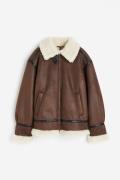 H&M Oversized Jacke mit Teddyfleece Braun, Jacken in Größe XL. Farbe: ...