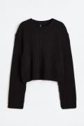 H&M Gerippter Pullover Schwarz in Größe XXS. Farbe: Black