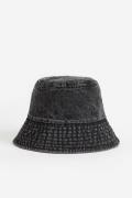 H&M Bucket Hat aus Denim Schwarz, Hut in Größe XS/S. Farbe: Black