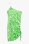 Monki One-Shoulder-Slipdress in Minilänge Grünes Zellophan-Trompe-l'œi...