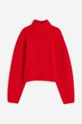 H&M Gerippter Pullover mit Turtleneck Rot in Größe XS. Farbe: Red
