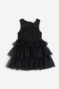 H&M Tüllkleid mit Verzierungen Schwarz, Kleider in Größe 110. Farbe: B...
