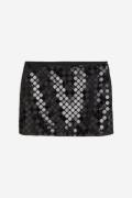 H&M Minirock mit Pailletten Schwarz, Röcke in Größe L. Farbe: Black