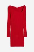 H&M Bodycon-Kleid in Rippstrick Rot, Alltagskleider Größe S. Farbe: Re...