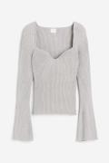H&M Gerippter Pullover Hellgrau/Silberfarben in Größe M. Farbe: Light ...