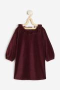 H&M Kleid aus Baumwollsamt Dunkelrot, Kleider in Größe 110. Farbe: Dar...