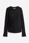 H&M MAMA Geripptes Shirt Schwarz, Tops in Größe S. Farbe: Black