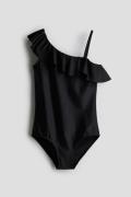 H&M One-Shoulder-Badeanzug Schwarz in Größe 146/152. Farbe: Black 011