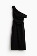 H&M Drapiertes One-Shoulder-Kleid Schwarz, Alltagskleider in Größe 40....