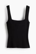 H&M Tanktop in Rippstrick Schwarz, Tops Größe S. Farbe: Black