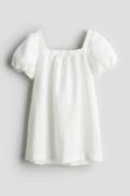 H&M Leinenkleid mit Ballonärmeln Weiß, Kleider in Größe 128. Farbe: Wh...