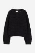 H&M Pullover in Ajourstrick Schwarz Größe M. Farbe: Black