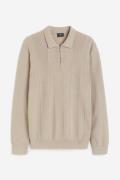 H&M Poloshirt mit Zipper in Slim Fit Beige, Pullover Größe XS