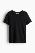 H&M T-Shirt aus Leinen Schwarz in Größe S. Farbe: Black