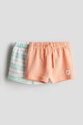 H&M 2er-Pack Sweatshorts Pfirsich/Gestreift in Größe 74. Farbe: Peach/...