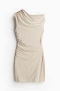 H&M One-Shoulder-Kleid mit Raffungen Hellbeige, Alltagskleider in Größ...