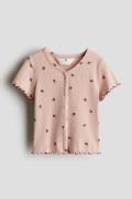 H&M Geripptes Baumwoll-T-Shirt Hellrosa/Erdbeeren, T-Shirts & Tops in ...