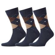 Burlington 3P Edinburgh Wool Sock Blau/Braun Gr 40/46 Herren