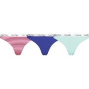 Calvin Klein 3P Carousel Thongs Blau/Grün Baumwolle Small Damen