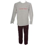 Calvin Klein Holiday PJ Woven LS Pant Set Grau/Rot Baumwolle Large Her...