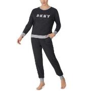 DKNY New Signature Long Sleeve Top and Jogger PJ Dunkelgrau Small Dame...