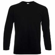 Fruit of the Loom Valueweight Long Sleeve T Schwarz Baumwolle Large He...