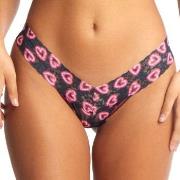 Hanky Panky 3P Printed Low Rise Thong Schwarz/Rosa Nylon One Size Dame...