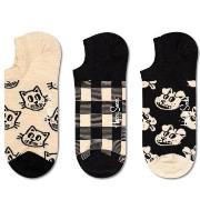 Happy socks 3P Pet No Show Sock Schwarz gemustert Baumwolle Gr 41/46