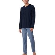 Schiesser Long Fine Interlock Collar Pyjamas Marine/Blau Baumwolle 50 ...