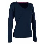 Stedman Claire V-neck Long Sleeve Marine ringgesponnene Baumwolle Smal...