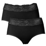 Trofe Lace Trimmed Midi Briefs 2P Schwarz Baumwolle Small Damen