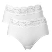 Trofe Lace Trimmed Midi Briefs 2P Weiß Baumwolle Small Damen