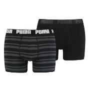 Puma 2P Heritage Stripe Boxer Schwarz gestreift Baumwolle Small Herren