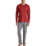 Calida Relax Streamline Long Pyjama Rot Muster Baumwolle Small Herren