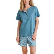 Calida Daylight Dreams Short Pyjamas Blau Muster Baumwolle Small Damen