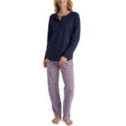 Calida Lovely Nights Pyjama Button Tab Marine/Rot Baumwolle Small Dame...