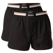 BOSS 2P Woven Boxer Shorts With Fly Schwarz/Weiß Baumwolle X-Large Her...