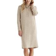 Damella Knitted Long Sleeve Lounge Dress Beige Small Damen