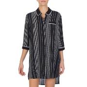 DKNY Color Theory Sleepshirt Schwarz gestreift Viskose Small Damen