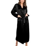 Lady Avenue Pure Silk Long Robe Schwarz Seide Small Damen