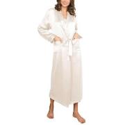 Lady Avenue Pure Silk Long Robe Elfenbein Seide Small Damen