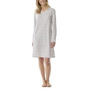 Schiesser Women Longsleeve Nightdress Weiß/Grau Baumwolle 38 Damen